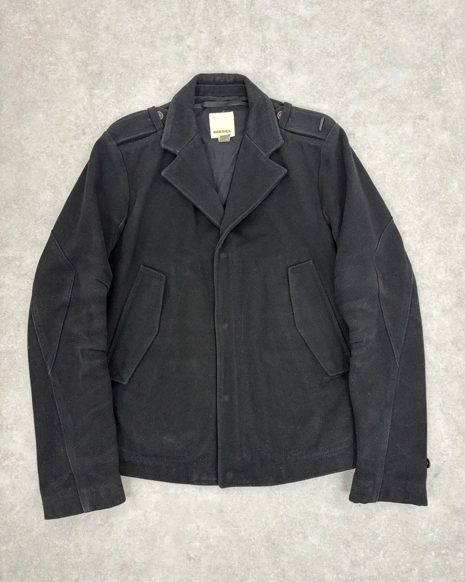 2000s Diesel Black Classy Caban Jacket gEAoeJP 0