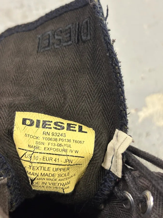 2000s Diesel Navy Denim Studded High Sneakers DwiHYDu 8