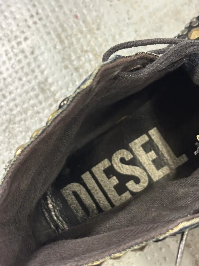 2000s Diesel Navy Denim Studded High Sneakers DwiHYDu 9