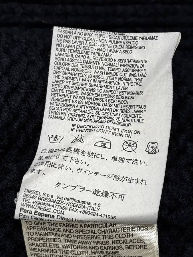 2000s Diesel Navy Wool Buttoned Officer Hooded Sweater DuGAJkR 11