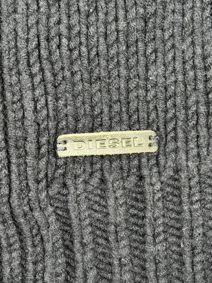 2000s Diesel Navy Wool Buttoned Officer Hooded Sweater DuGAJkR 8