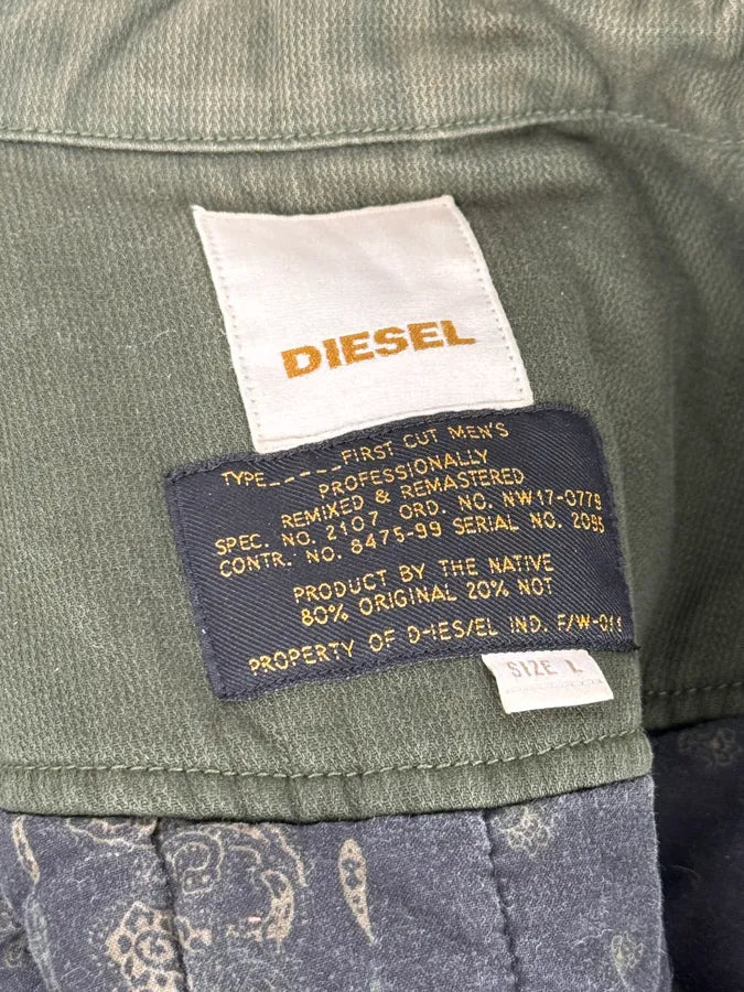 2000s Diesel Olive Multi-Pocket Military Cargo Jacket  pSXAKpw 9
