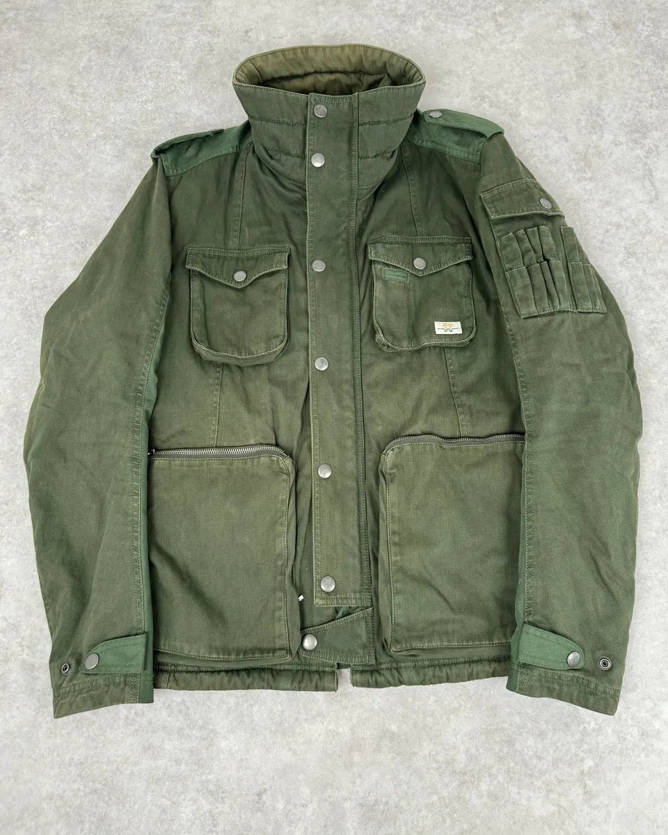 2000s Diesel Olive Multi-Pocket Military Cargo Jacket  pSXAKpw 0
