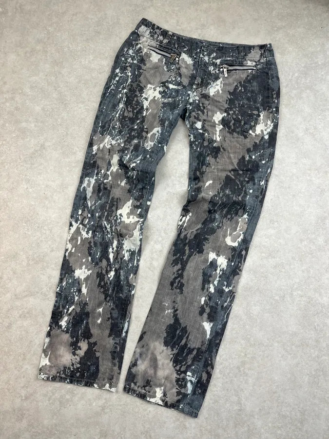 2000s Diesel Grey Tones Painted Denim Jeans RIAtZrg 5