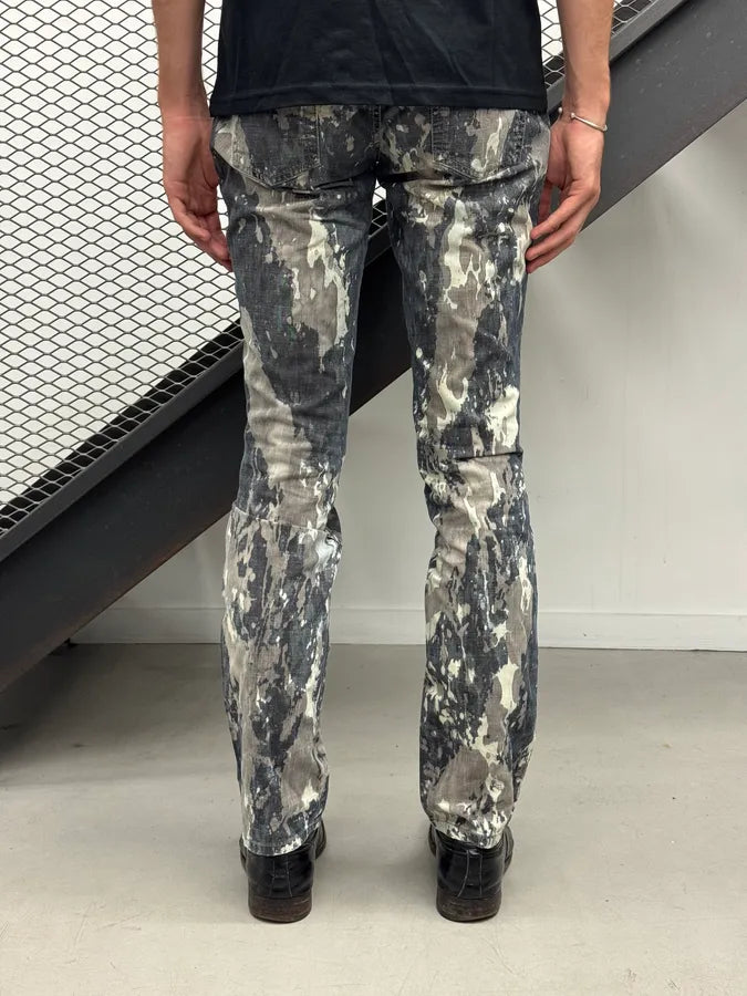 2000s Diesel Grey Tones Painted Denim Jeans RIAtZrg 3