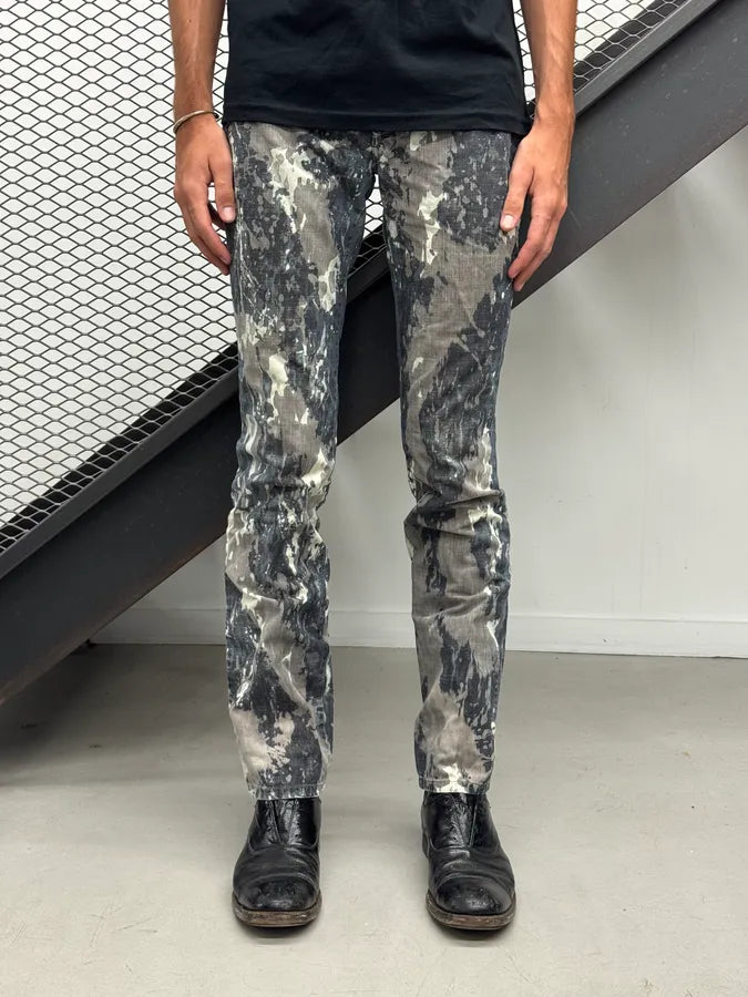 2000s Diesel Grey Tones Painted Denim Jeans RIAtZrg 1