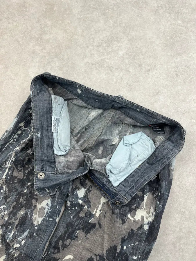 2000s Diesel Grey Tones Painted Denim Jeans RIAtZrg 11