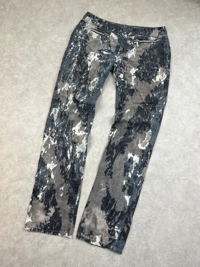 2000s Diesel Grey Tones Painted Denim Jeans RIAtZrg 4