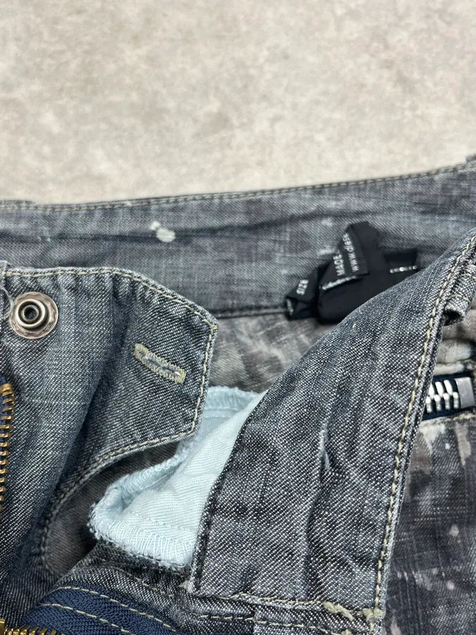 2000s Diesel Grey Tones Painted Denim Jeans RIAtZrg 15