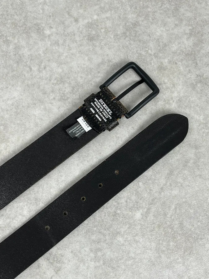 2000s Diesel Black & Green Cow Leather Belt VyjVAPE 6