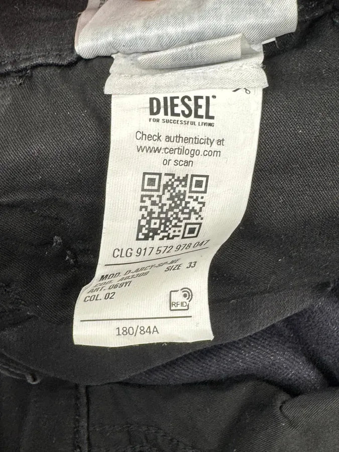 2000s Diesel Slim Black Waxed Denim Jeans pfCyyJF 13