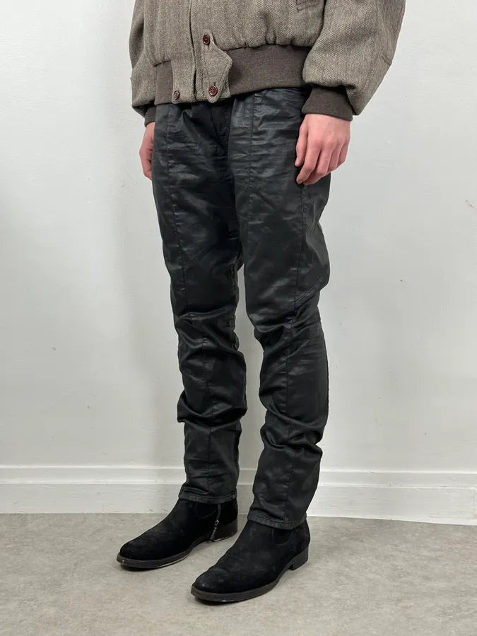 2000s Diesel Slim Black Waxed Denim Jeans pfCyyJF 2