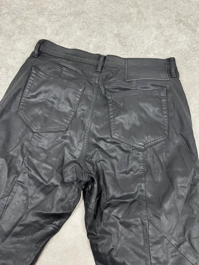 2000s Diesel Slim Black Waxed Denim Jeans pfCyyJF 6