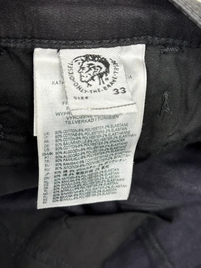 2000s Diesel Slim Black Waxed Denim Jeans pfCyyJF 11