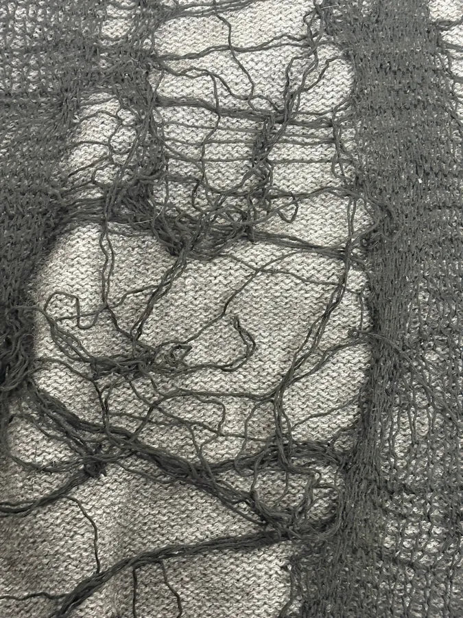 2000s Diesel Spiderweb Destroyed Grey Wool Sweater abZtlNo 7