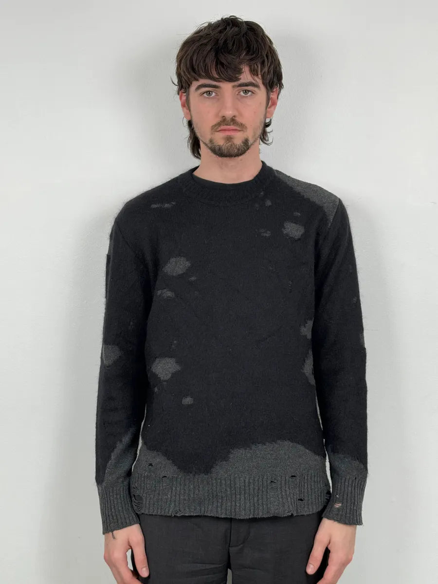 2000s Diesel Spiderweb Destroyed Grey Wool Sweater VZJoDeU 1
