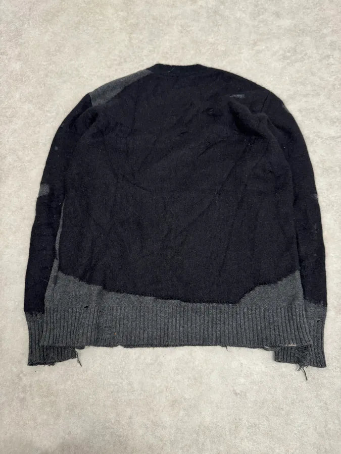 2000s Diesel Spiderweb Destroyed Grey Wool Sweater VZJoDeU 6