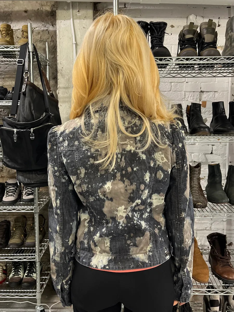 2000s Diesel Splash Abstract Painted Light Grey Denim Jacket lRkdaoG 2