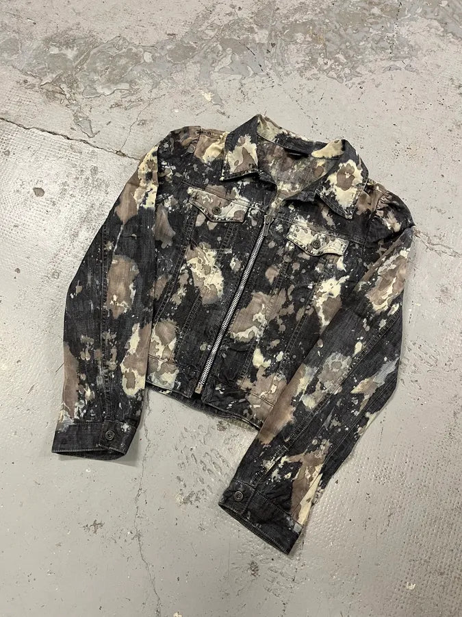 2000s Diesel Splash Abstract Painted Light Grey Denim Jacket lRkdaoG 3