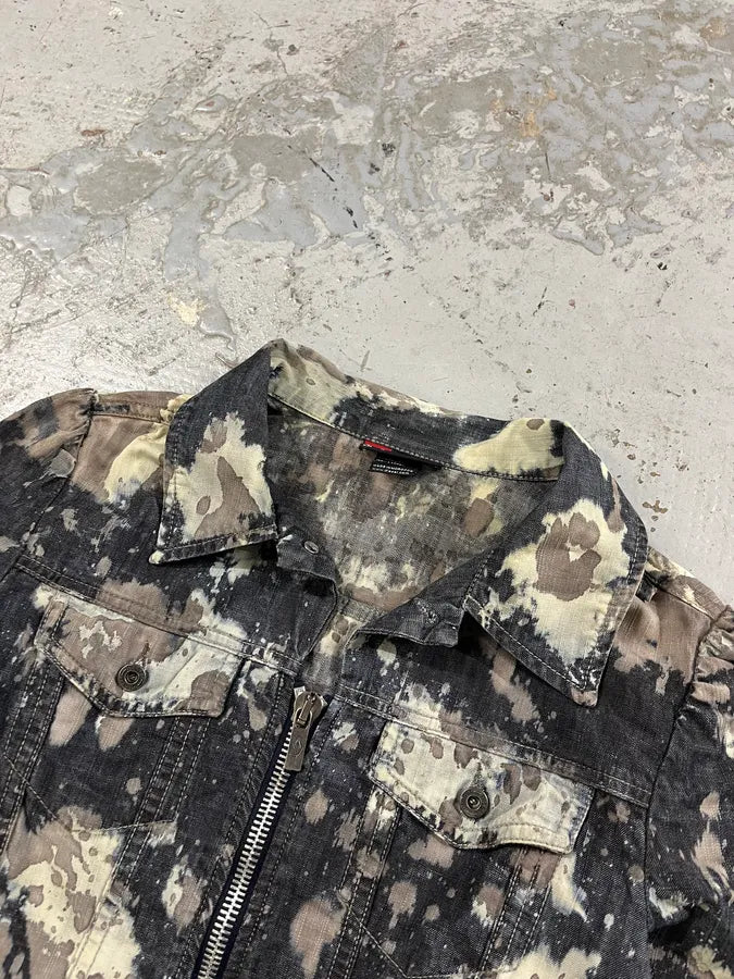 2000s Diesel Splash Abstract Painted Light Grey Denim Jacket lRkdaoG 4