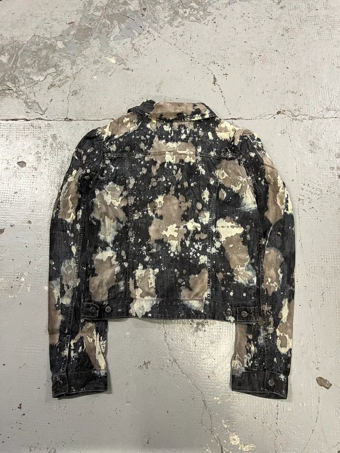 2000s Diesel Splash Abstract Painted Light Grey Denim Jacket lRkdaoG 5
