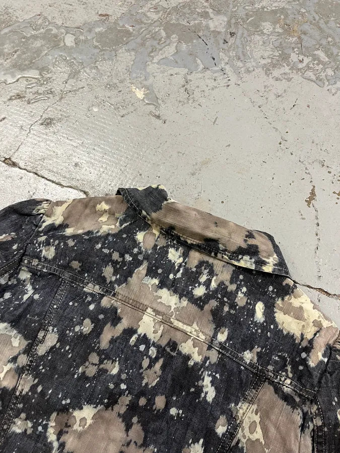 2000s Diesel Splash Abstract Painted Light Grey Denim Jacket lRkdaoG 6