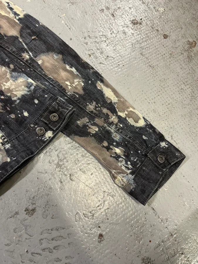 2000s Diesel Splash Abstract Painted Light Grey Denim Jacket lRkdaoG 7