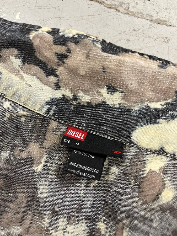 2000s Diesel Splash Abstract Painted Light Grey Denim Jacket lRkdaoG 9