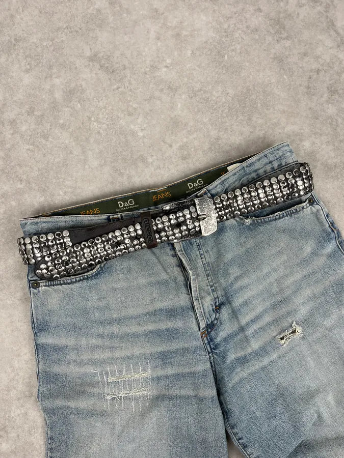 2000s Diesel Studded Black Leather Belt elIQZMG 0