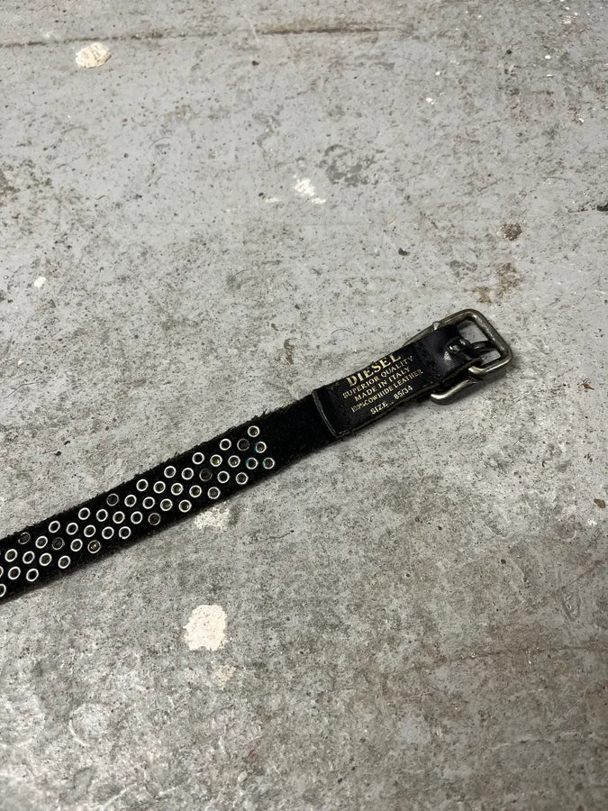 2000s Diesel Studded Black Leather Belt XJwATaR 7