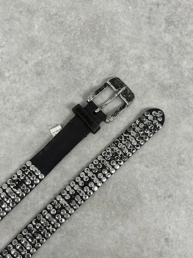 2000s Diesel Studded Black Leather Belt elIQZMG 2