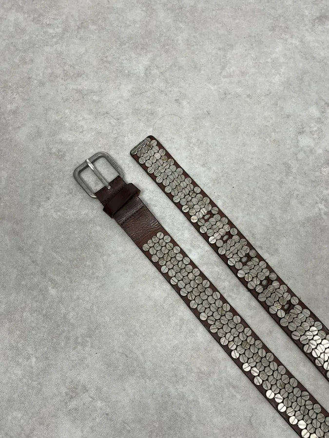 2000s Diesel Studded Brown Leather Belt vGGMKhE 3