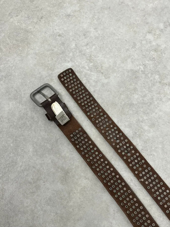 2000s Diesel Studded Brown Leather Belt vGGMKhE 6