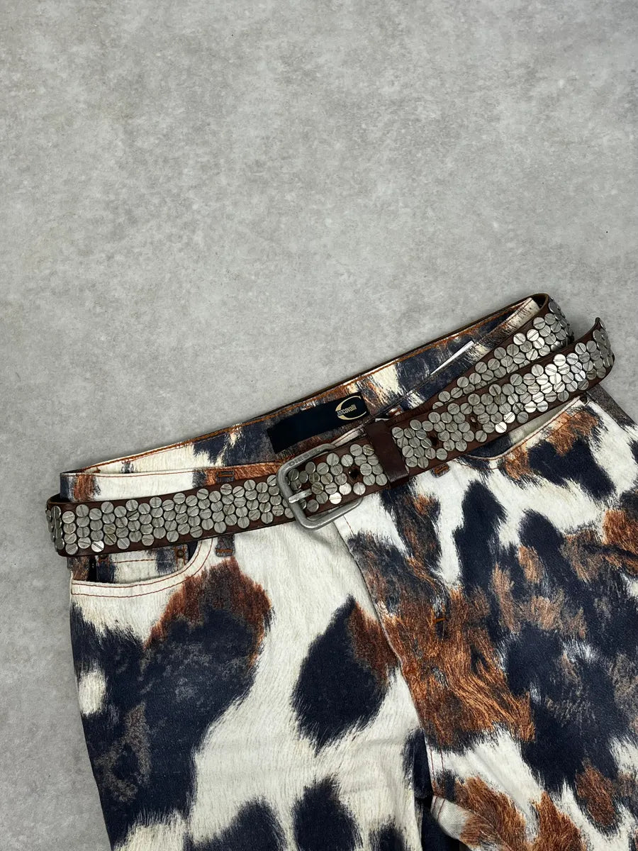 2000s Diesel Studded Brown Leather Belt vGGMKhE 0
