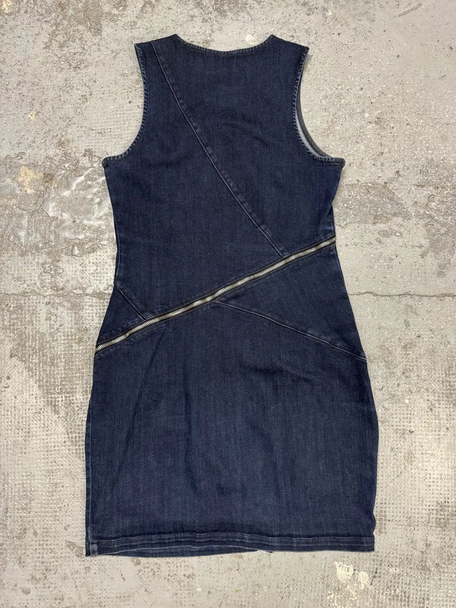 2000s Diesel Tornado Zip Blue Denim Dress jVrilzI 1