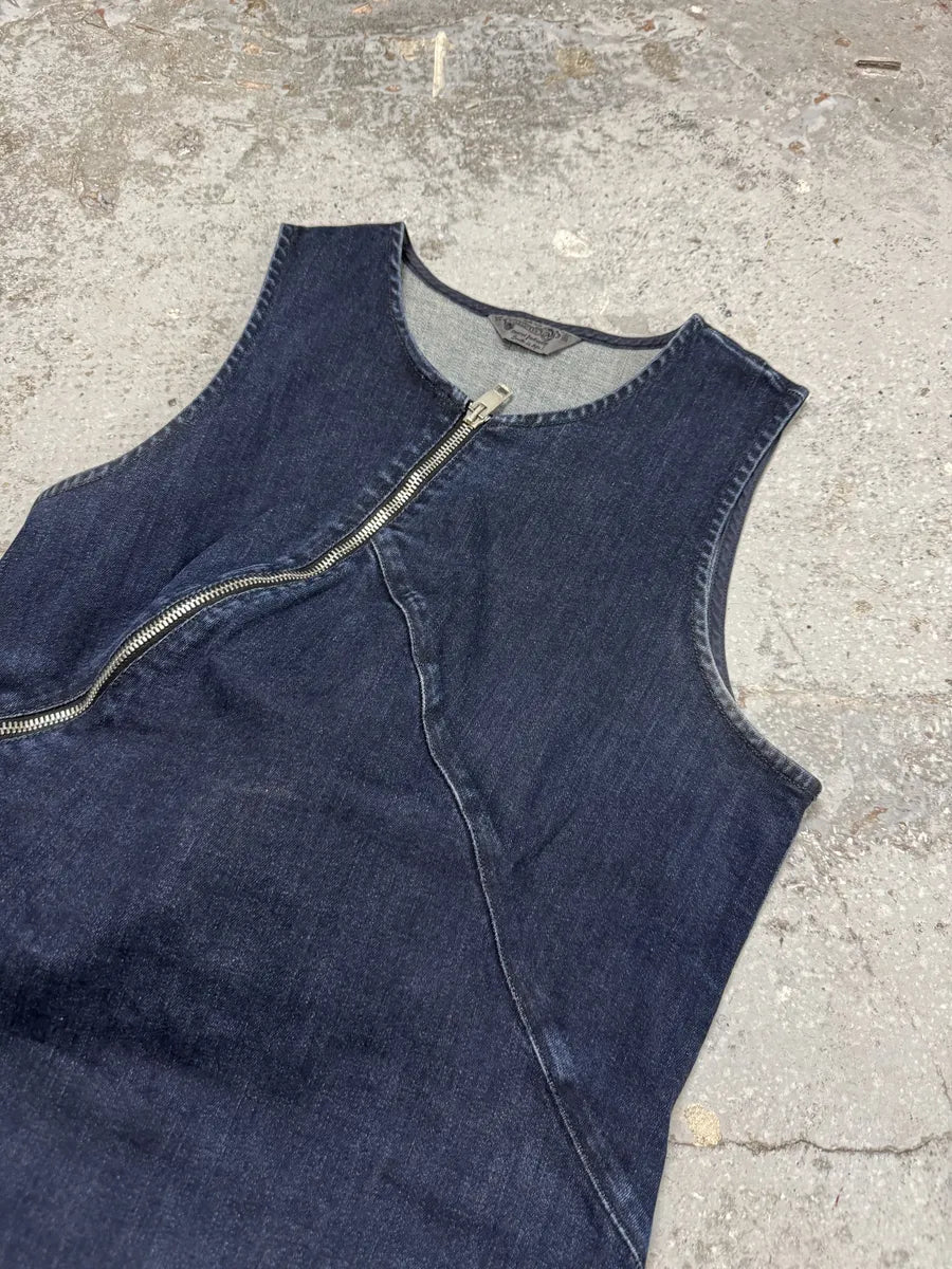 2000s Diesel Tornado Zip Blue Denim Dress jVrilzI 5