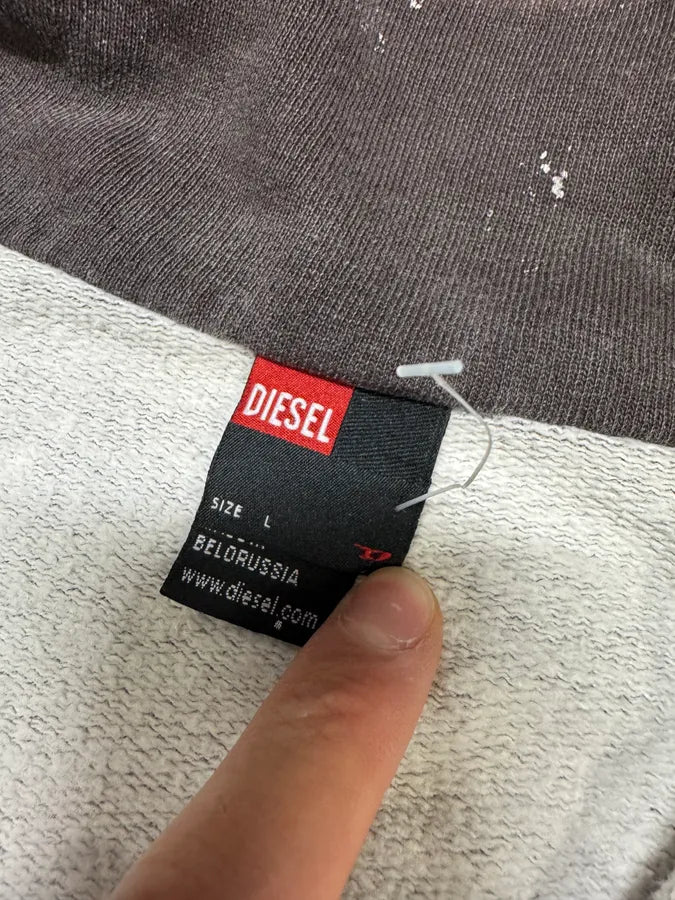 2000s Diesel White & Brown Washed Sweater (L) 11