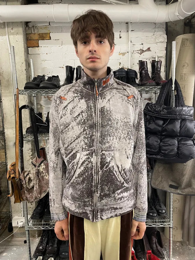 2000s Diesel White & Brown Washed Sweater (L) 3