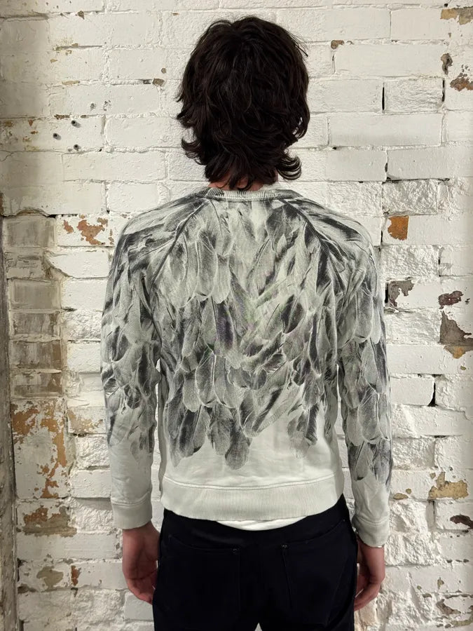2000s Diesel White & Grey Feather Print Sweater hnlHGHw 2