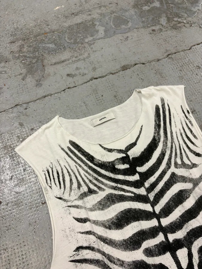 2000s Diesel White & Black Zebra Tank Top RUDDOEs 5
