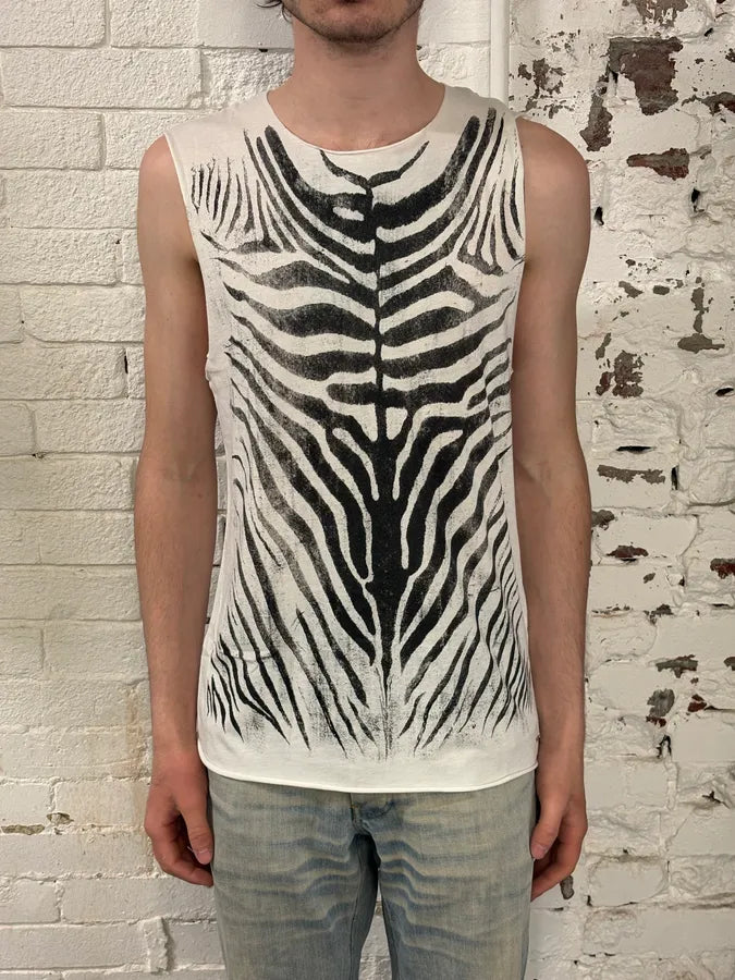 2000s Diesel White & Black Zebra Tank Top RUDDOEs 2