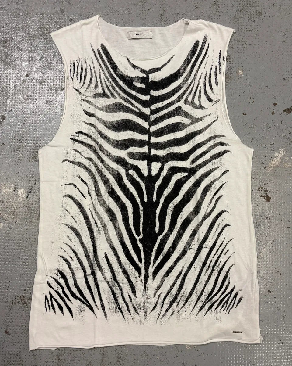 2000s Diesel White & Black Zebra Tank Top RUDDOEs 0