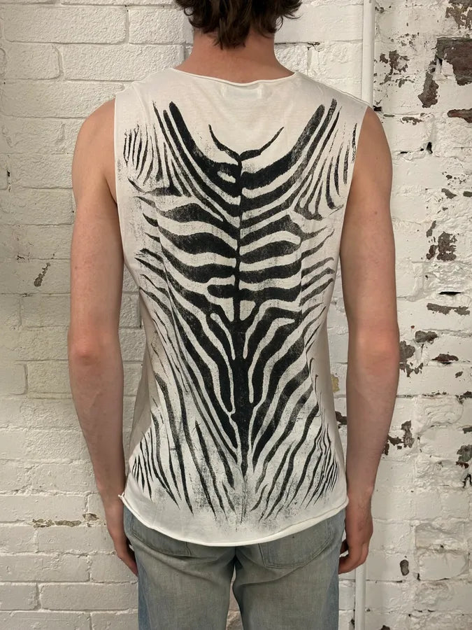 2000s Diesel White & Black Zebra Tank Top RUDDOEs 3