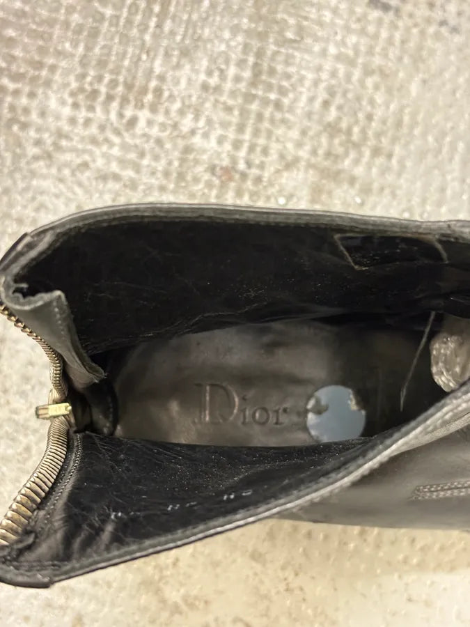 2000s Dior Backzip Black Leather Boots fnJZKzg 9