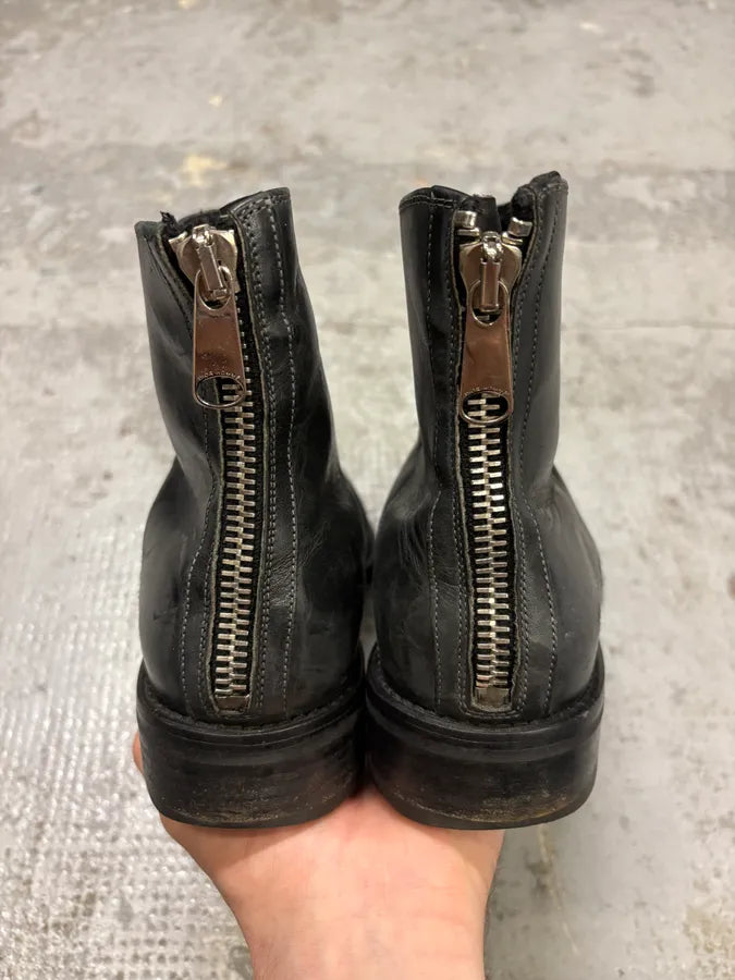 2000s Dior Backzip Black Leather Boots fnJZKzg 6