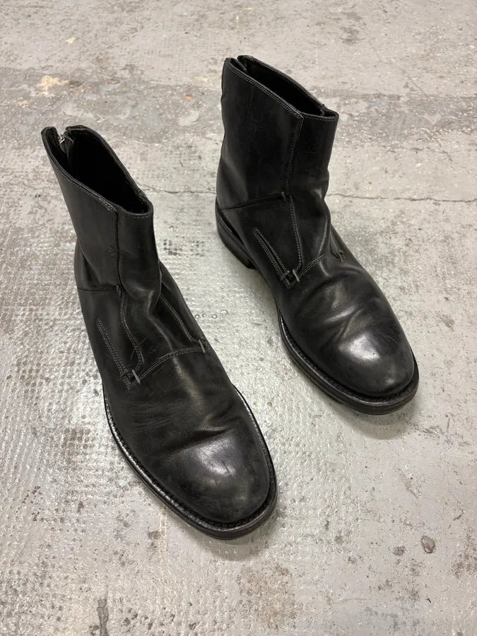 2000s Dior Backzip Black Leather Boots fnJZKzg 3