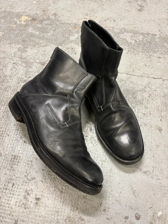 2000s Dior Backzip Black Leather Boots fnJZKzg 4