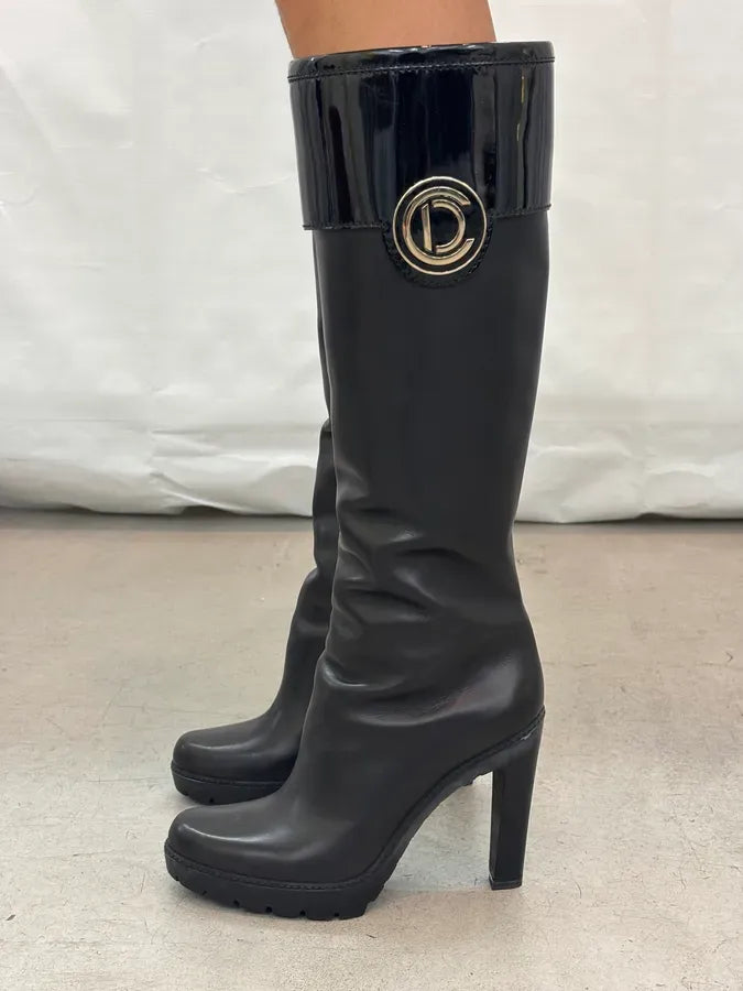 2000s Dior Black Leather Platform Ankle Boots by John Galliano CCuXgXJ 0