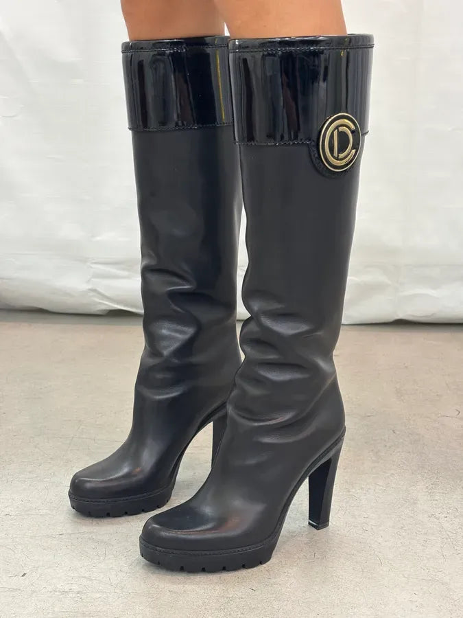 2000s Dior Black Leather Platform Ankle Boots by John Galliano CCuXgXJ 1
