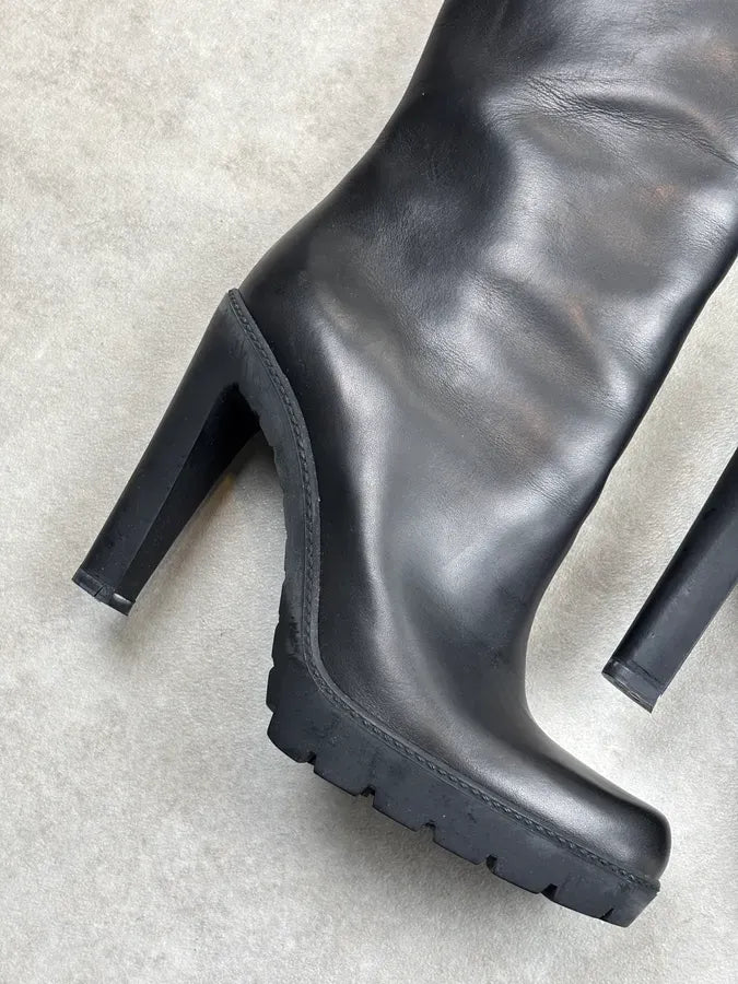 2000s Dior Black Leather Platform Ankle Boots by John Galliano CCuXgXJ 11